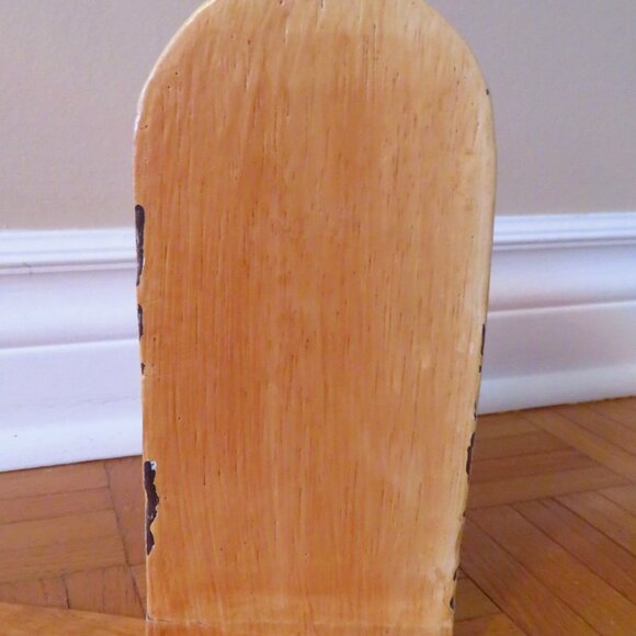 Vtg Hand Carved Pig Boar Potbelly Hog Folk Art Solid Wood Sculpture book end fig - Picture 4 of 10